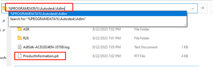 %PROGRAMDATA%\Autodesk\Adlm