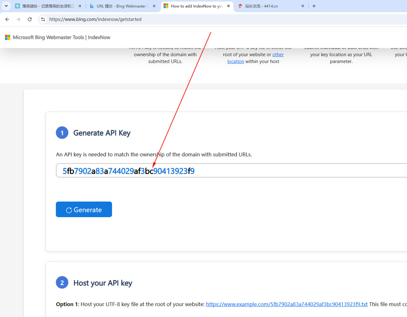bing的indexnow的获取KEY