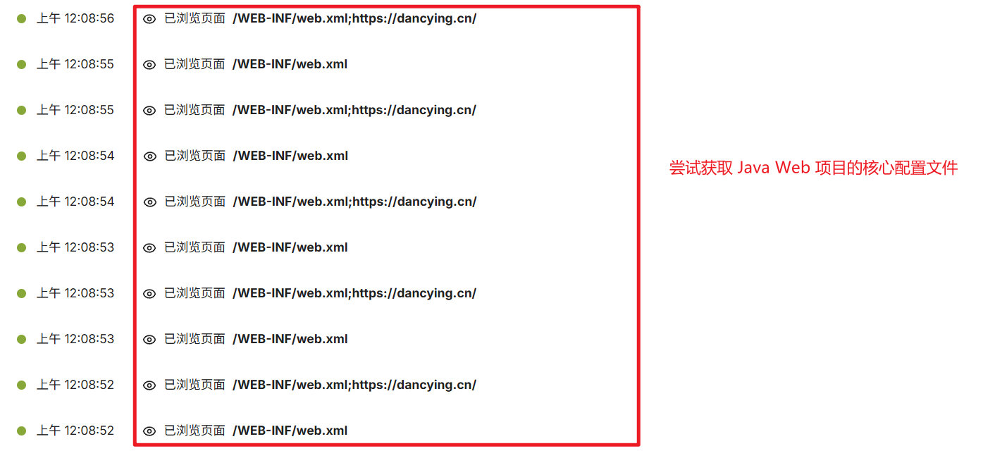 尝试获取 Java Web 项目核心配置文件的访问历史记录