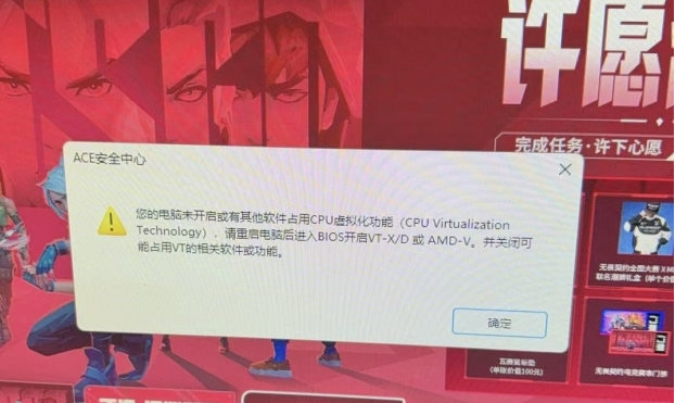 您的电脑未开启或有其他软件占用虚拟化功能(CPU Virtualization Technology)